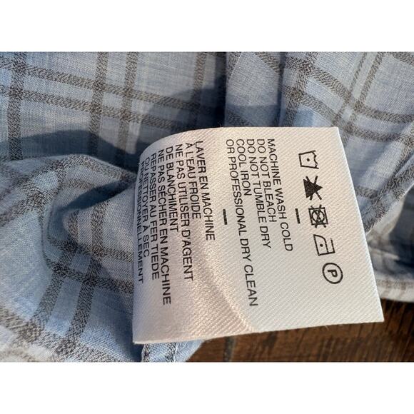 Zachary Prell 100% Cotton Gray Checkered Blue Button Down Men's Plaid Shirt Med - Picture 7 of 13